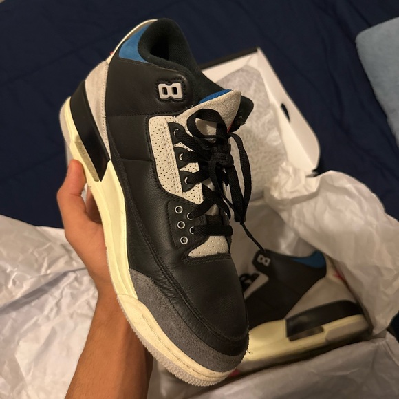 Jordan Black and Gray Sneakers with Blue Accents